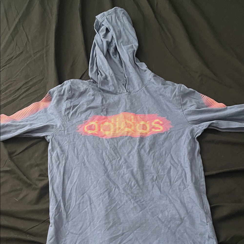 Adidas Kids Hoodie in Blue with Pink Highlights